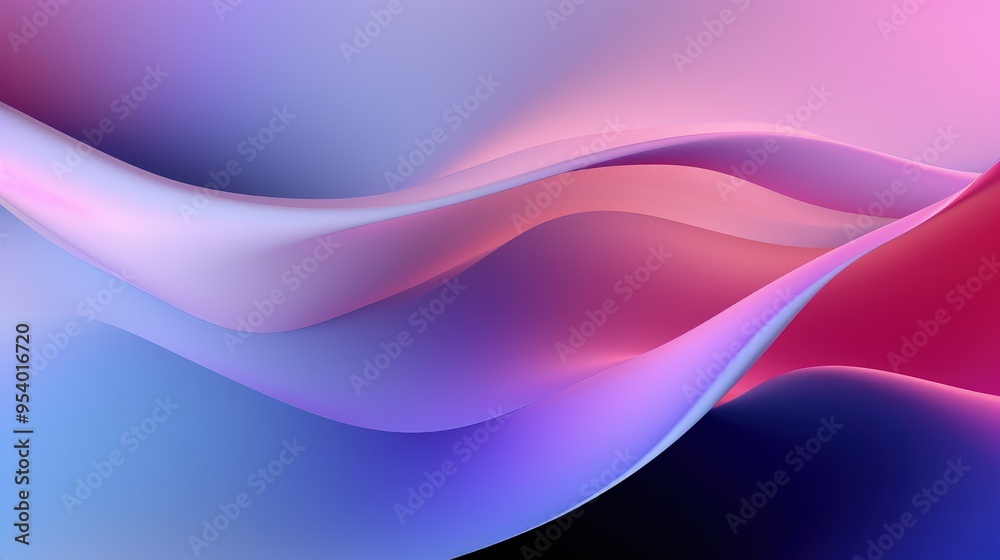 Naklejka premium A smooth, flowing abstract design featuring gradients of pink, purple, and blue, creating a serene and modern aesthetic.