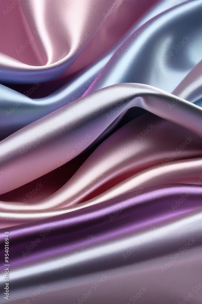 Top view of pleated santine fabric in neon light. Creative abstract background.