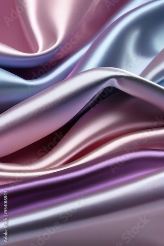 Obraz na płótnie Top view of pleated santine fabric in neon light. Creative abstract background. w salonie