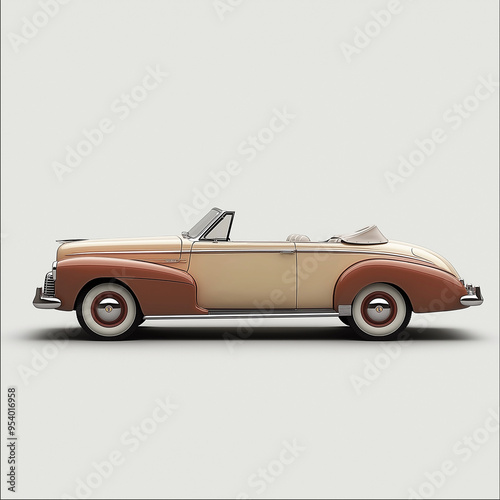 illustration of a classic vintage car on neutral background. generative ai