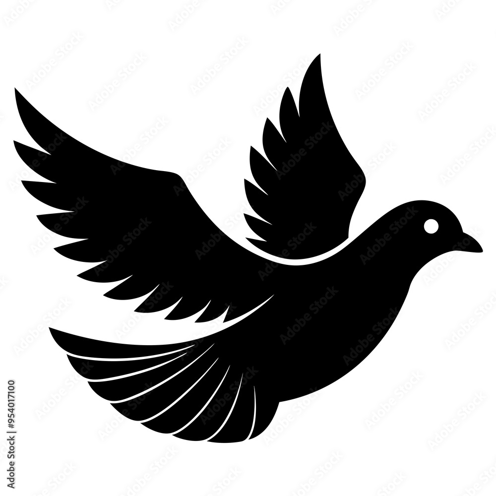 Black flying dove bird silhouette vector illustration Black flying dove bird silhouette vector illustration