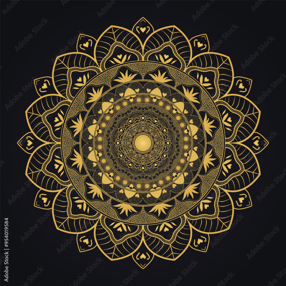 Amazing luxury ornamental mandala design background in gold color