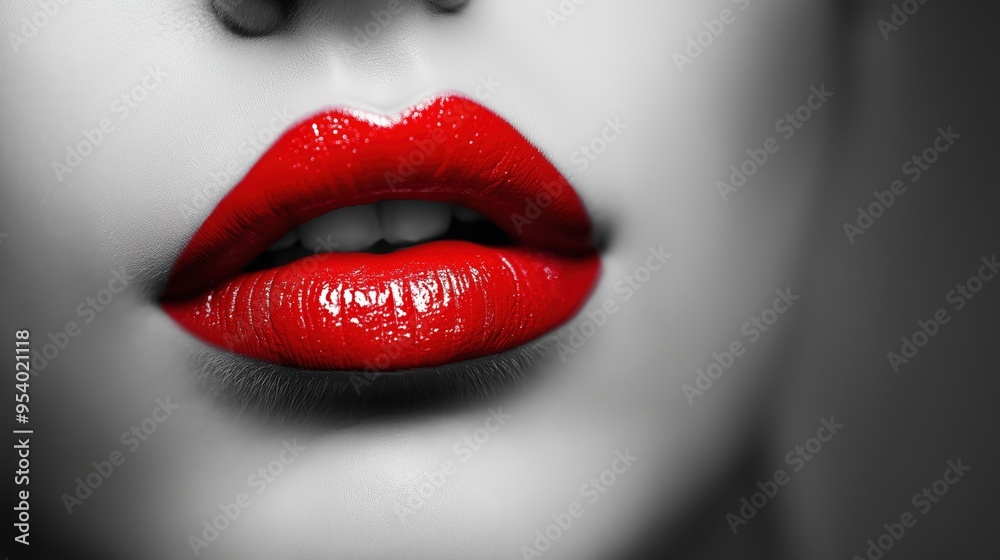 Fototapeta premium Lips, face, mouth. Lips with red lipstic