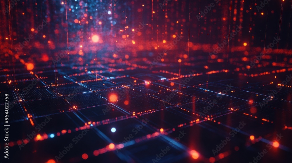 A cinematic representation of a glowing digital grid with red light patterns and vertical data streams, depicting advanced technological connectivity.
A cinematic representation of a glowing digital grid with red light patterns and vertical data streams, depicting advanced technological connectivity.