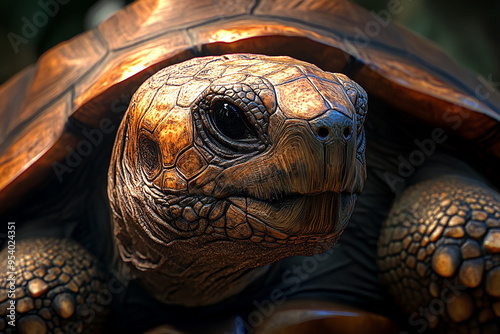 Close-up shot of a Spur-thighed tortoise ,Testudo graeca photo