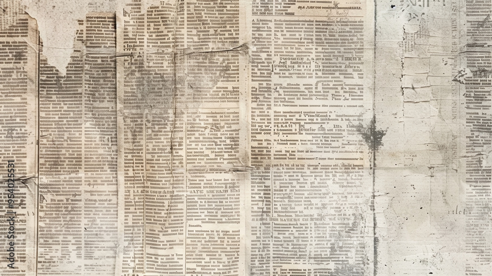 Obraz premium old vintage sepia printed newspaper textured background, black and white retro rough surface, antique paper texture aged old paper