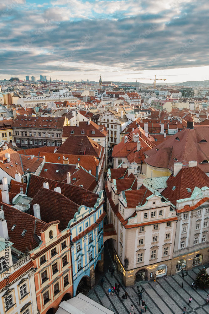 Fototapeta premium Beautiful winter sunset in Prague