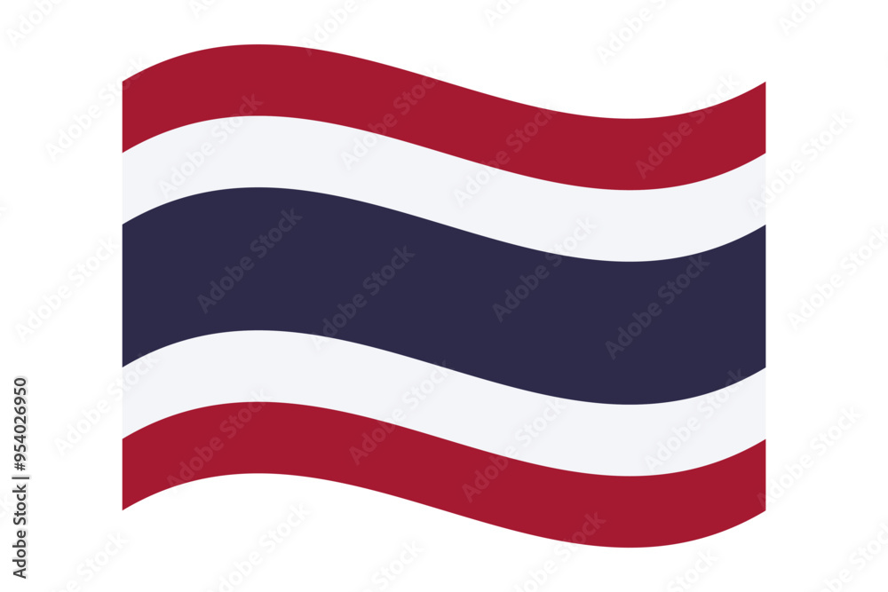 Wavy flag of Thailand, isolated on a transparent background. Flag of the Kingdom of Thailand. Vector illustration Wavy flag of Thailand, isolated on a transparent background. Flag of the Kingdom of Thailand. Vector illustration
