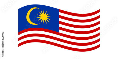Photography Wavy flag of Malaysia, isolated on a transparent background