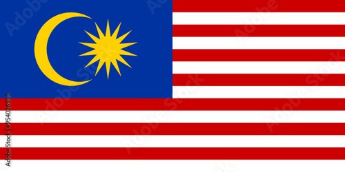 The official national flag of Malaysia. Correct proportions and colors. Vector illustration