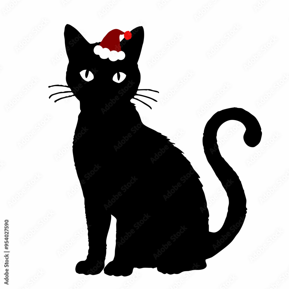 Christmas cat vector, Hand Drawn Cats Vector Illustration, Christmas cat vector, Hand Drawn Cats Vector Illustration,