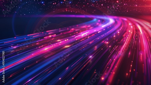 A vibrant abstract representation of light trails, conveying a sense of speed and motion in a digital environment.