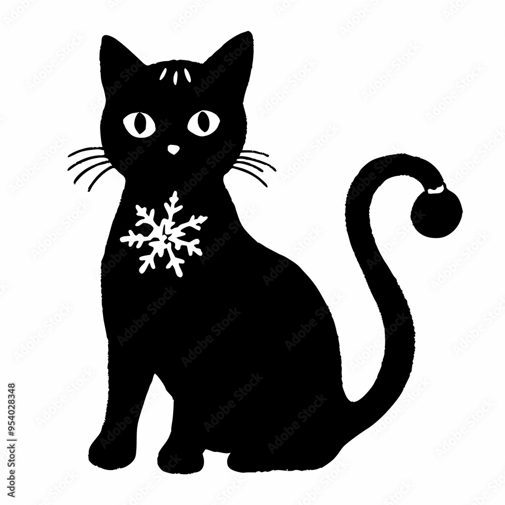 Christmas cat vector, Hand Drawn Cats Vector Illustration, Christmas cat vector, Hand Drawn Cats Vector Illustration,