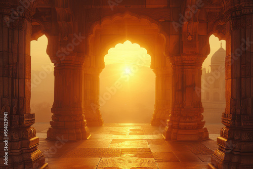 Dawn in an Ancient Temple