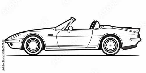 car isolated on white. line art of a convertible car 