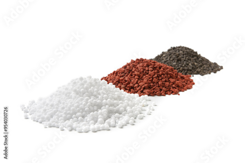 Chemical fertilizers nitrogen, phosphorus, potassium isolate on white background