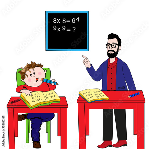 Profesor y alumno en clase.