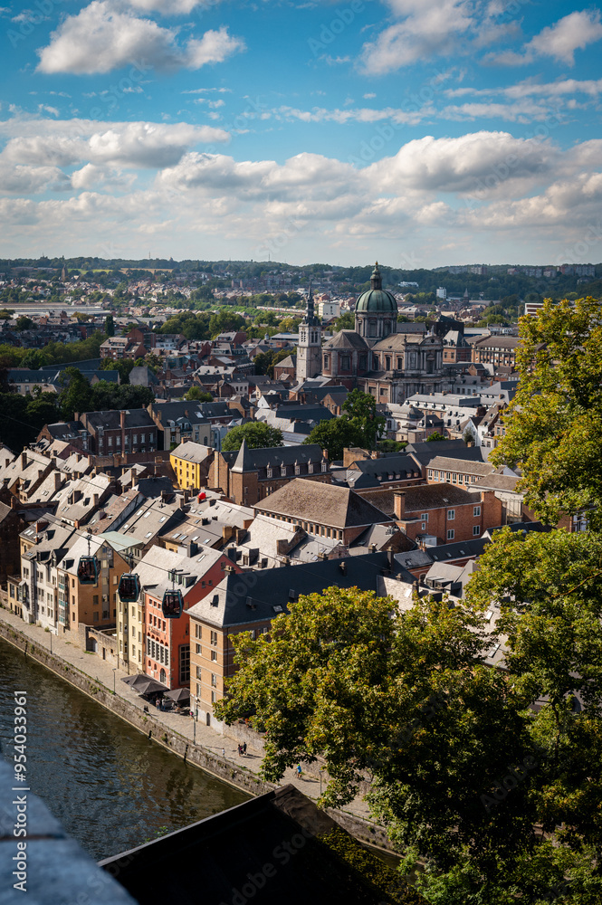 Fototapeta premium Smallo belgian town in Wallonia, typical architecture