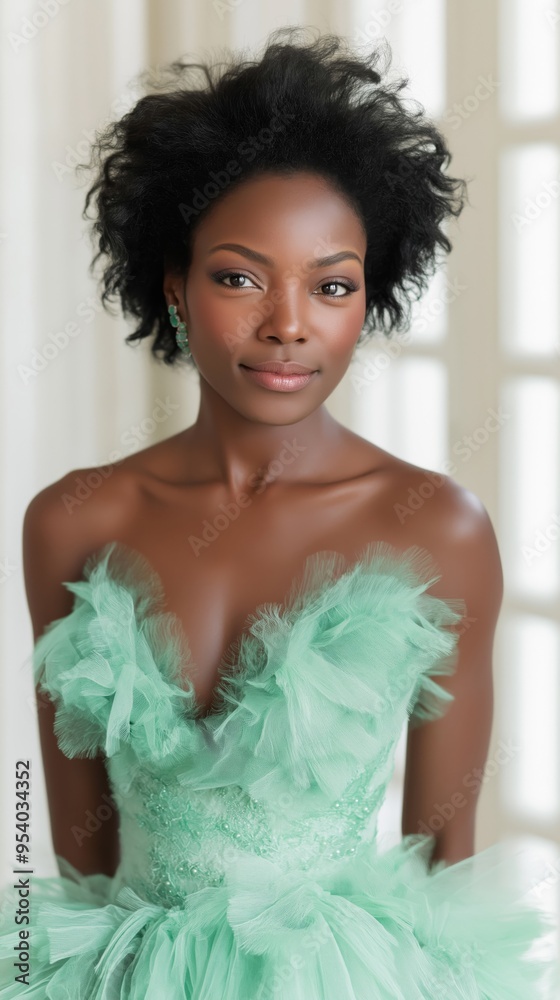 A beautiful black female model with makeup and evening wear. Close-up of black woman wearing contemporary fashion. A beautiful black female model with makeup and evening wear. Close-up of black woman wearing contemporary fashion.