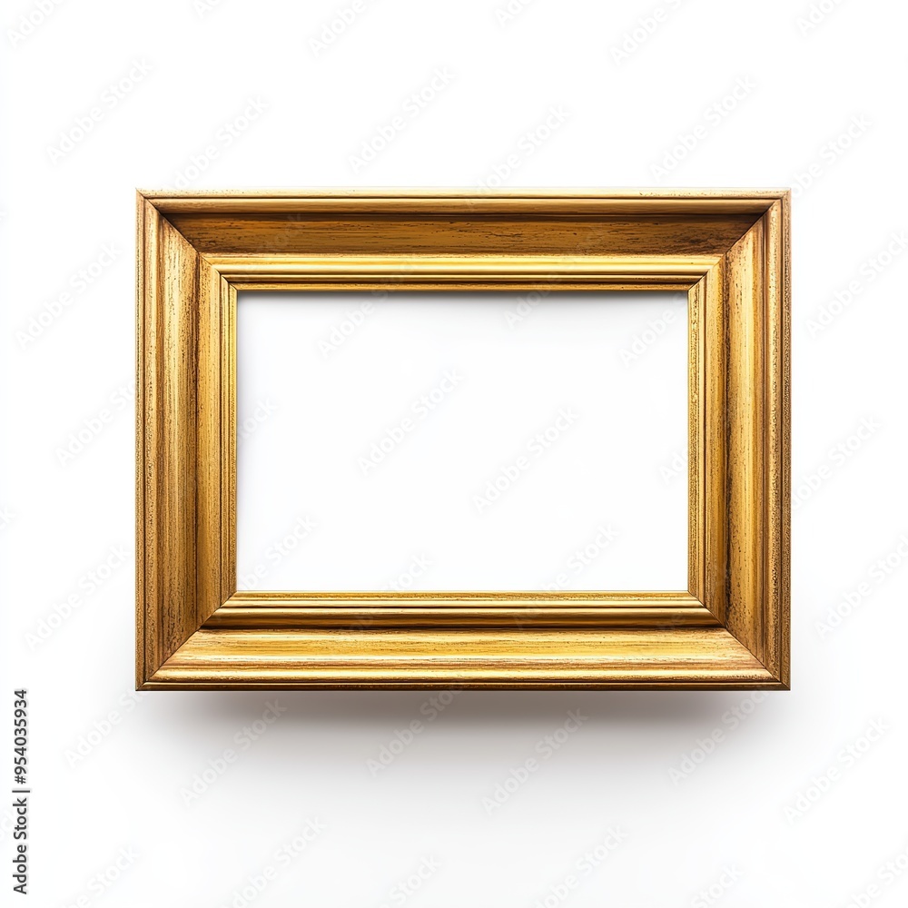Gold frame with a white background. An empty picture frame for painting or drawing on an isolated white background Gold frame with a white background. An empty picture frame for painting or drawing on an isolated white background
