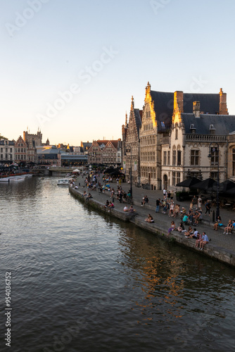 Ghent at dusk, summer evening