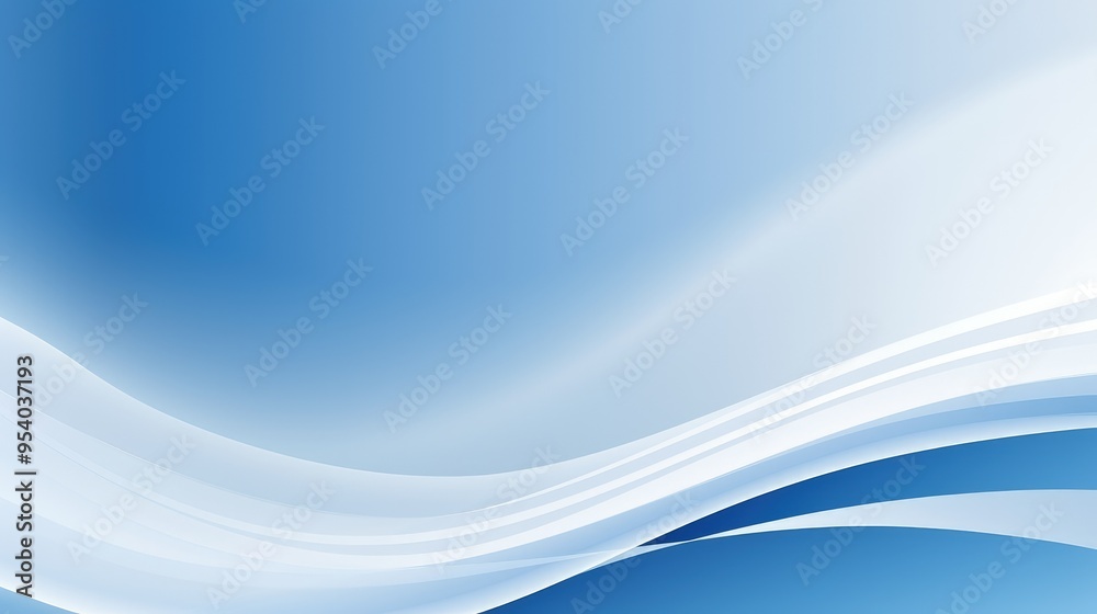 Naklejka premium A smooth gradient background featuring blue and white waves, suitable for digital designs and presentations.