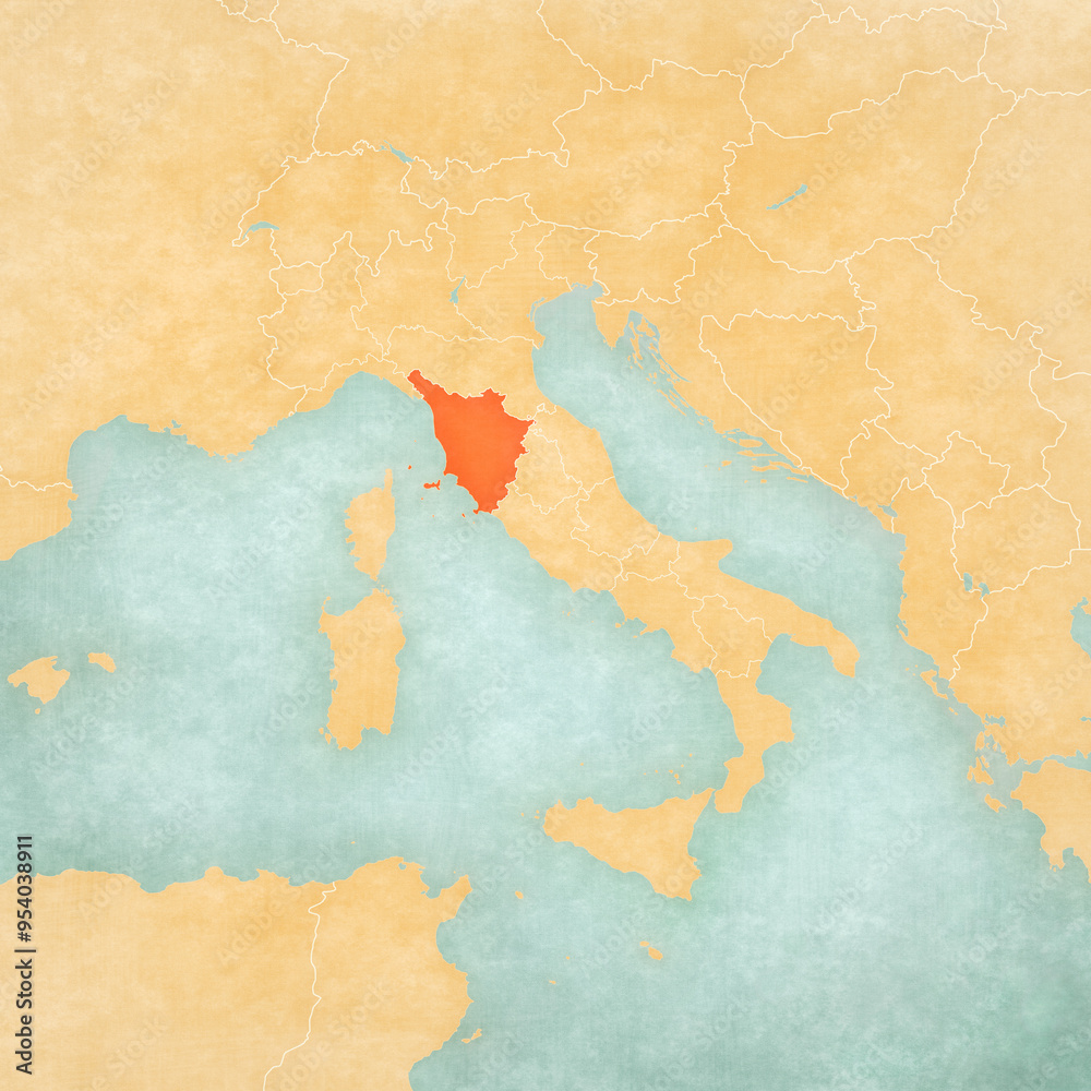 Naklejka premium Map of Italy - Tuscany