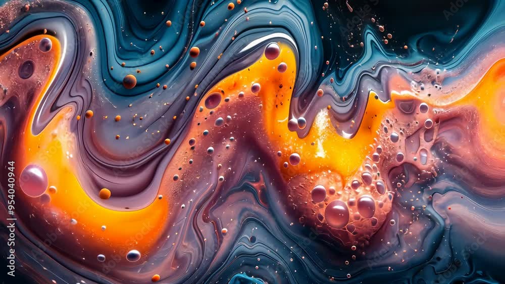 Abstract liquid art with vibrant colors and bubbles, visual creativity concept Abstract liquid art with vibrant colors and bubbles, visual creativity concept