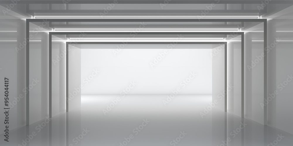 White clean empty interior space room studio background wall. 3d render. White clean empty interior space room studio background wall. 3d render.