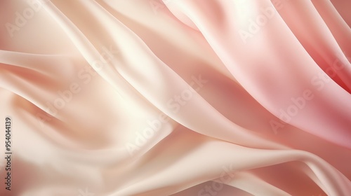 A soft, flowing fabric in shades of cream and pink, creating an elegant and serene visual texture.