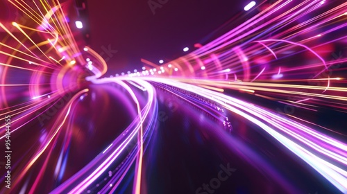 Abstract Light Trails in Neon Colors