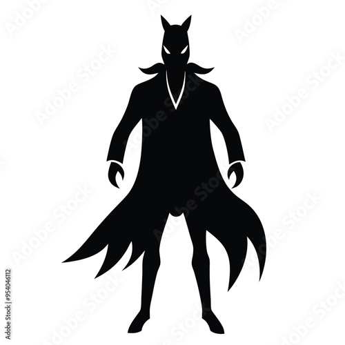 Spooky Headless Horseman Halloween Silhouette Illustration.