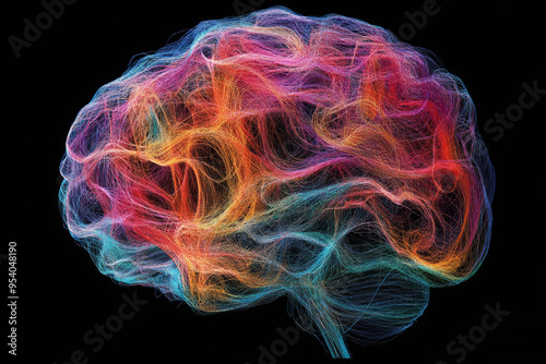 Multicolored representation of a human brain. Concept of creativity, intelligence, and complex neural networks