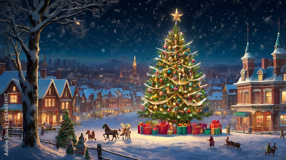 christmas tree in the town christmas tree in the town