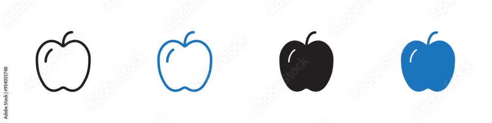 Apple icon Vector set outline Apple icon Vector set outline