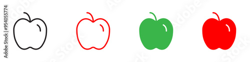Apple icon Vector set outline