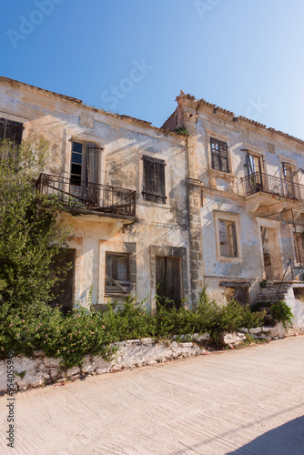 Beautiful architecture on the streets of Assos village, Kefalonia island, Greece