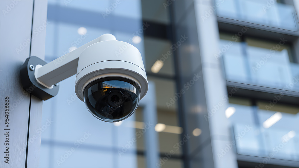 Modern cctv camera providing security and surveillance for a building. Generative AI Modern cctv camera providing security and surveillance for a building. Generative AI