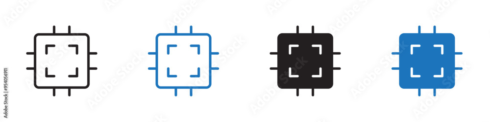 Processor icon Vector set outline Processor icon Vector set outline