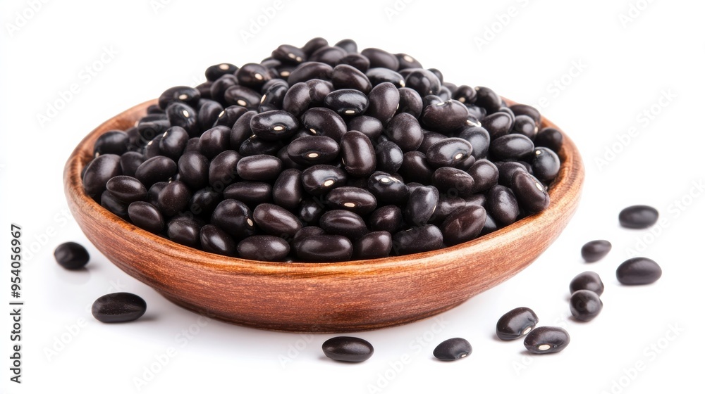 Black beans with brown coaster Black beans with brown coaster