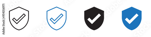 Shield check icon Vector set outline