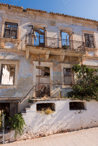 Beautiful architecture on the streets of Assos village, Kefalonia island, Greece photo