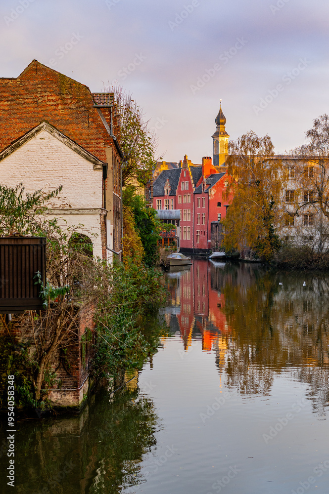 Fototapeta premium Christmas morning in Ghent, Belgium
