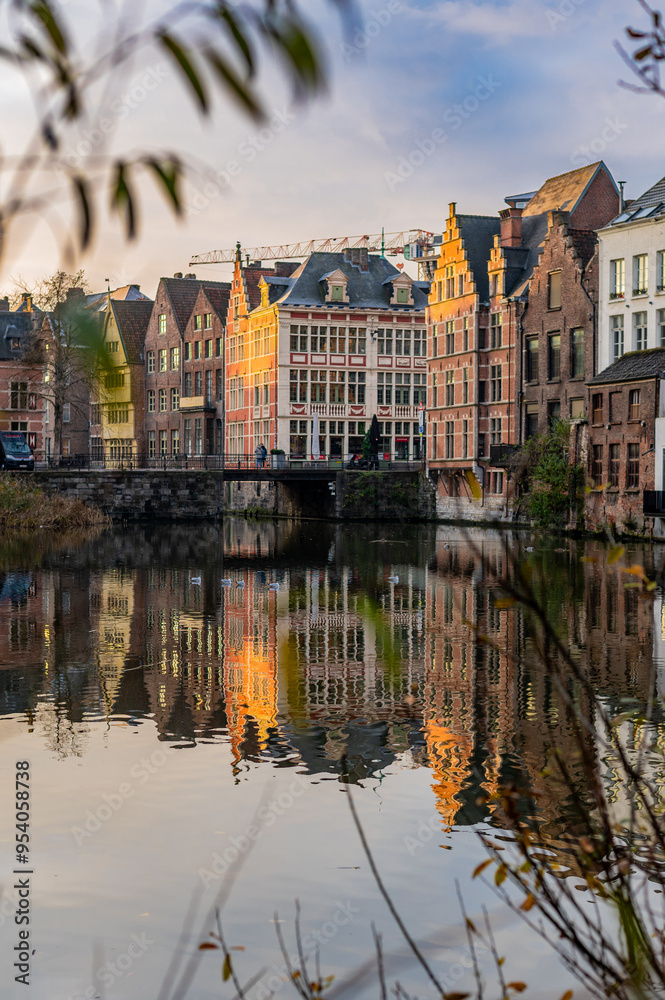 Obraz premium Christmas morning in Ghent, Belgium