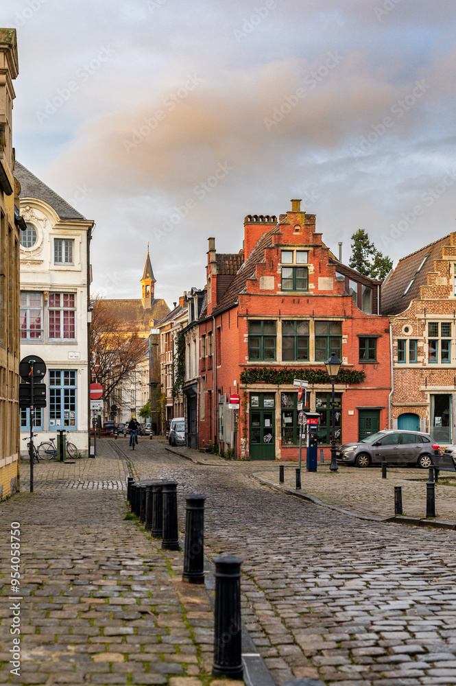 Naklejka premium Christmas morning in Ghent, Belgium
