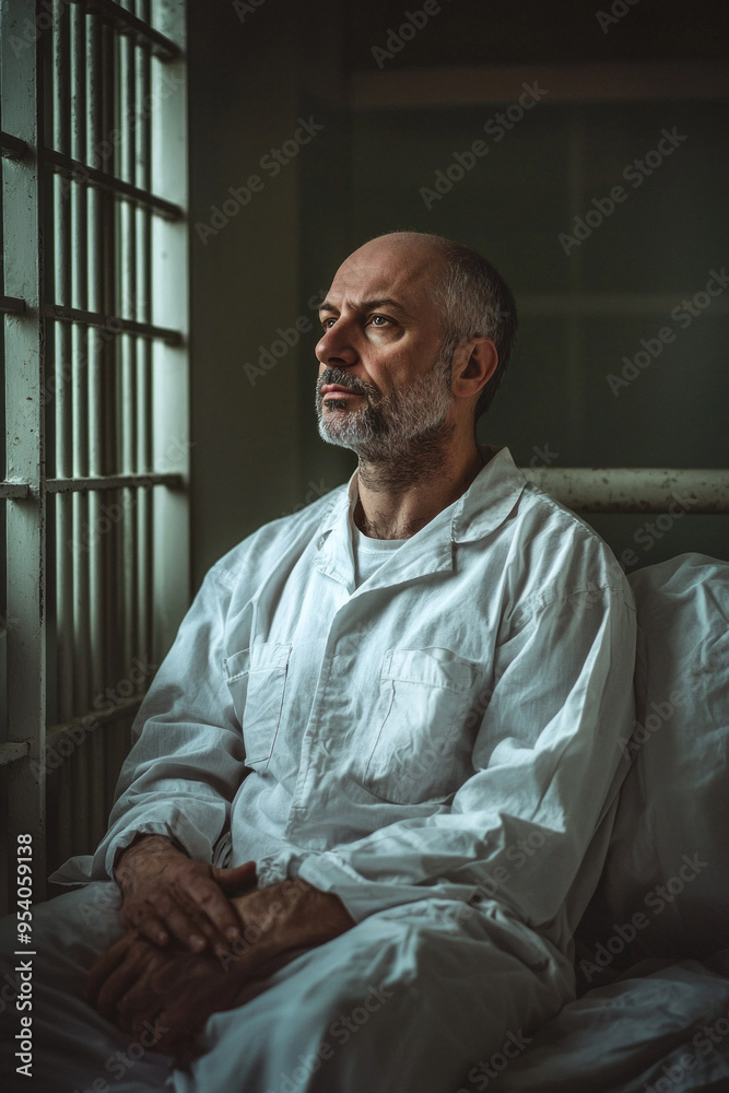prisoners in prison close up portrait Generative AI prisoners in prison close up portrait Generative AI