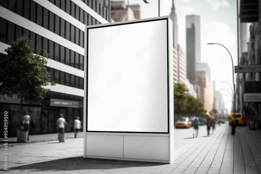 advertising banner in city, white mockup advertising banner in city, white mockup