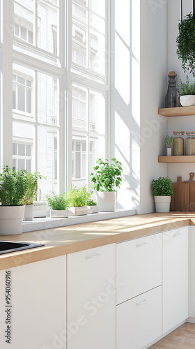 Bright Modern Kitchen with Natural Light and Indoor Herb Garden