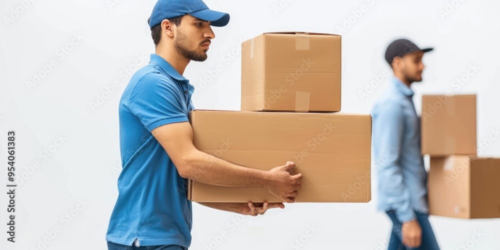 Delivery team navigates challenges delivering packages in a busy urban environment Delivery team navigates challenges delivering packages in a busy urban environment