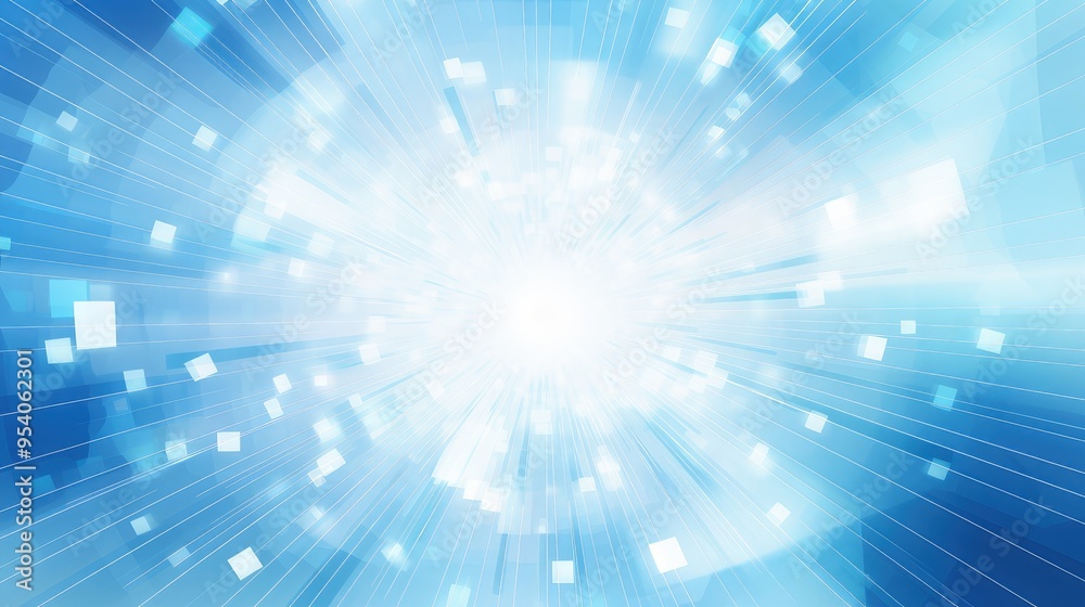 Fototapeta premium A vibrant abstract background featuring rays of light and geometric shapes, creating a sense of motion and energy.